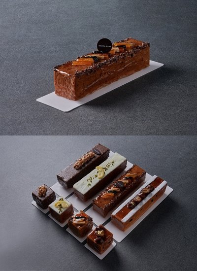 카카오닙스를 넣은 바닐라 카카오 파운드 케이크(위), 롯데호텔 서울 델리카한스의 파운드 케이크 4종
