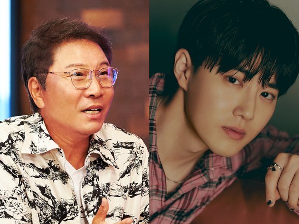 이수만·엑소 수호(오른쪽).