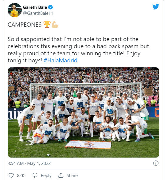 가레스 베일 트위터 캡처.