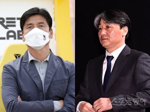 서울 이랜드 정정용 감독(왼쪽)·전남 전경준 감독. 사진제공 | 한국프로축구연맹·스포츠동아DB