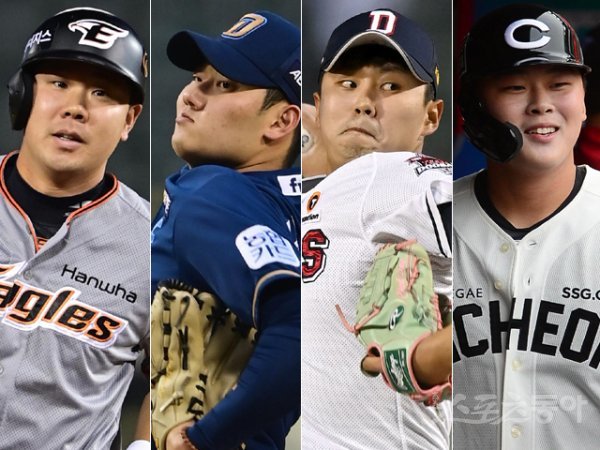 한화 김인환, NC 김시훈, 두산 정철원, SSG 전의산(왼쪽부터). 스포츠동아DB