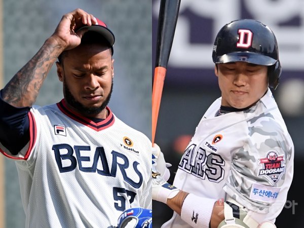 두산 미란다(왼쪽)·허경민. 스포츠동아DB