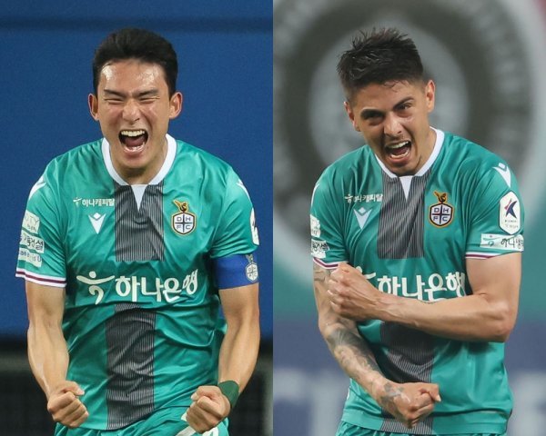 대전하나 조유민(왼쪽), 윌리안. 사진제공 | 한국프로축구연맹