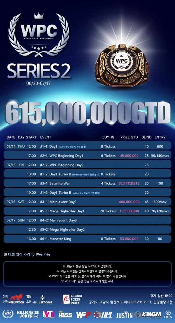14일 개막하는 WPC 2차 대회 메인토너먼트 포스터. 사진제공 | 허리우드