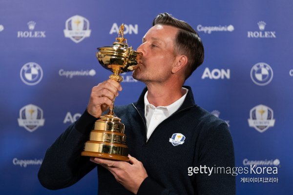 지난 3월 라이더컵 유럽팀 단장 직에 임명됐을 당시 스텐손. 사진=게티이미지코리아.