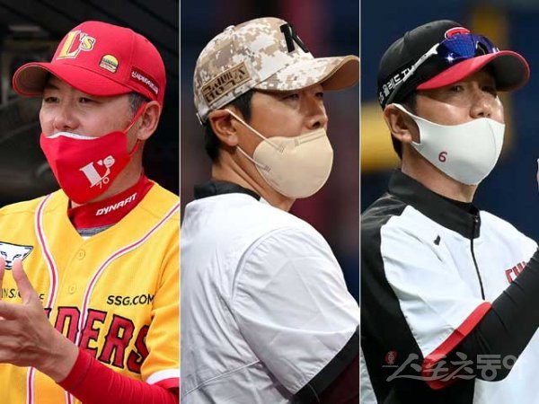 SSG 김원형 감독, 키움 홍원기 감독, LG 류지현 감독(왼쪽부터). 스포츠동아DB