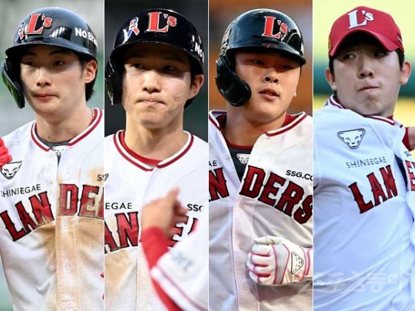 SSG 최지훈, 박성한, 전의산, 오원석(왼쪽부터). 스포츠동아DB