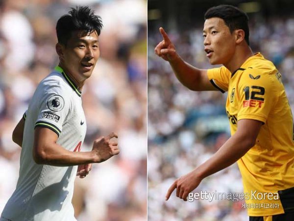 손흥민(왼쪽), 황희찬. 사진=게티이미지코리아