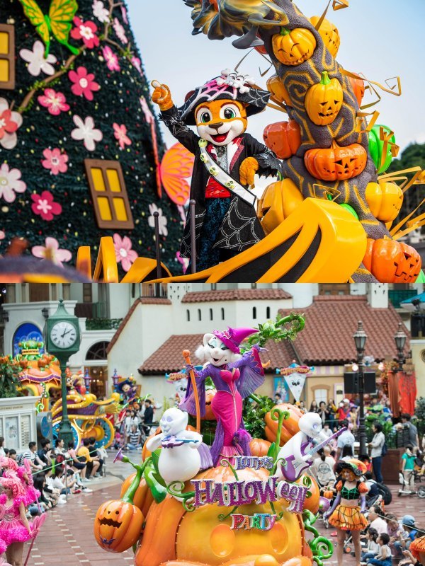 에버랜드 핼러윈 축제(위)·롯데월드 핼러윈 축제.