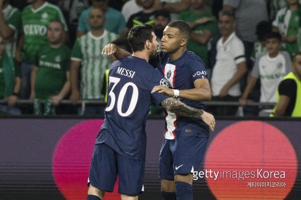 리오넬 메시(30)와 킬리안 음바페. 사진=게티이미지코리아.
