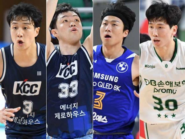 KCC 허웅, KCC 이승현, 삼성 이정현, DB 두경민(왼쪽부터). 사진제공 | KBL