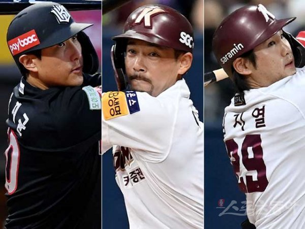 KT 황재균, 키움 이용규와 임지열(왼쪽부터). 스포츠동아DB