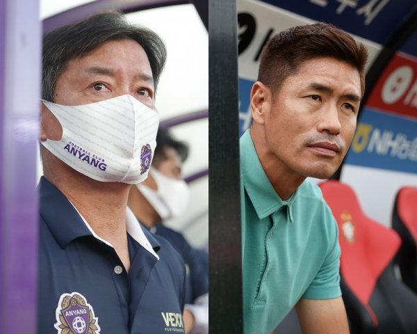 안양 이우형 감독(왼쪽), 경남 설기현 감독. 사진제공 | 한국프로축구연맹