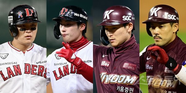 SSG 추신수·최지훈, 키움 김준완·이용규(왼쪽부터). 스포츠동아DB