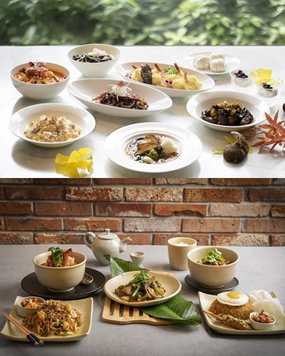 성화정의 ‘가을 단풍’ 프로모션(위), ‘신화 테라스’의 시그니처 메뉴들