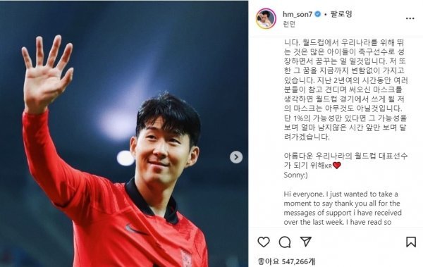 사진출처 | 손흥민 SNS