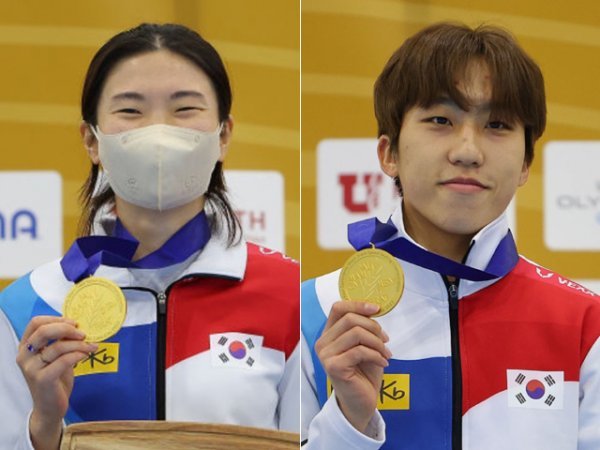 심석희(왼쪽), 박지원. 사진출처 | 국제빙상경기연맹 SNS