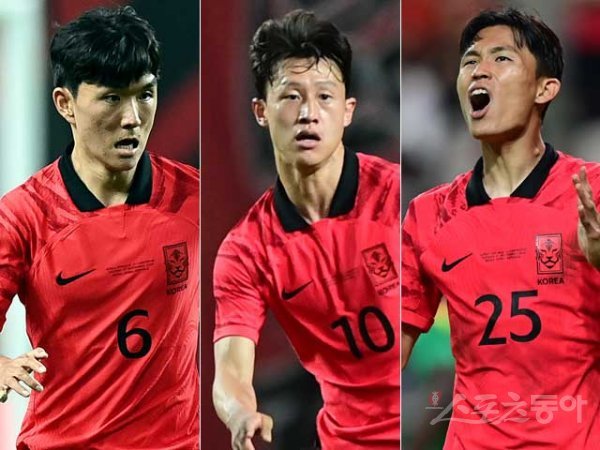 황인범, 이재성, 정우영(왼쪽부터). 스포츠동아DB