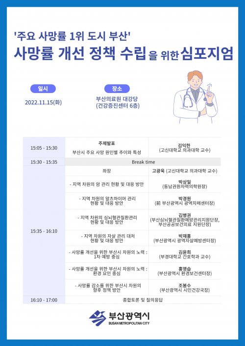 ‘부산시 사망률 개선 정책 수립을 위한 심포지엄’ 행사 포스터. 사진제공｜부산시