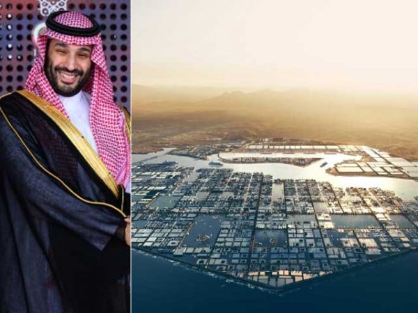 17일 방한하는 사우디아라비아 빈 살만 왕세자(왼쪽 사진)는 한국에 ‘제2의 중동붐’이라는 선물을 가져다줄 수 있을 것인가. 이재용, 최태원, 정의선 등 기업 총수들과의 만남에 관심이 모아지는 이유다. 오른쪽 사진은 빈 살만 왕세자가 주도하고 있는 네옴시티의 ‘옥사곤’. 사진=게티이미지코리아·네옴시티 홈페이지