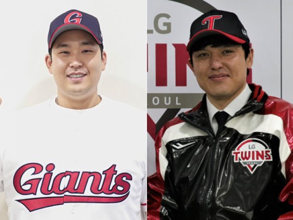 FA 포수 유강남(왼쪽)과 박동원이 21일 각각 롯데, LG와 계약하고 유니폼을 갈아입었다. 유강남은 4년 총액 80억 원, 박동원은 4년 총액 65억 원이다. 예상대로 포수들이 2023년 FA 시장을 이끌고 있다. 사진제공 | 롯데 자이언츠·LG 트윈스