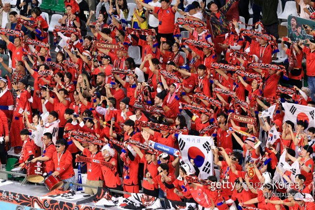 한국 응원단. 사진=게티이미지코리아