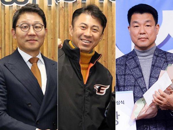 한화 이글스 박찬혁 대표이사, 손혁 단장, 손차훈 코디네이터(왼쪽부터). 사진 | 한화 이글스, 스포츠동아DB