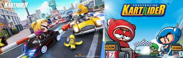 내년 1월 12일 프리시즌을 시작하는 ‘카트라이더: 드리프트’(왼쪽)와 서비스 종료를 공식화 한 ‘카트라이더’. 사진제공|넥슨