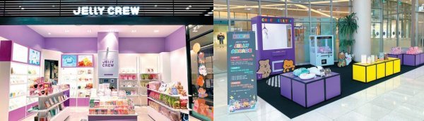 핸드허그의 크리에이터 커머스 플랫폼 젤리크루가 온·오프라인 멀티채널 전략과 함께 누적 정산액 60억 원을 돌파하는 등 가시적인
성과를 보이고 있다. 신세계백화점 스타필드 하남점에 문을 연 젤리크루 매장(왼쪽)과 지난달 서울 영등포 타임스퀘어에서 ‘귀여운
즐거움, 젤리 오락실’ 콘셉트로 운영한 팝업스토어. 사진제공|핸드허그