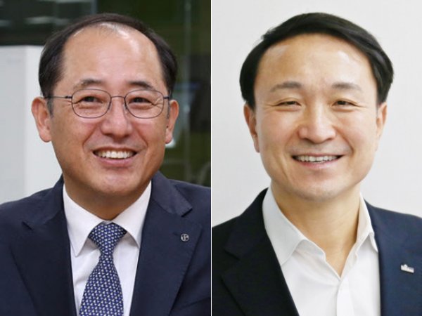 한용구 신한은행장(왼쪽), 문동권 신한카드 사장