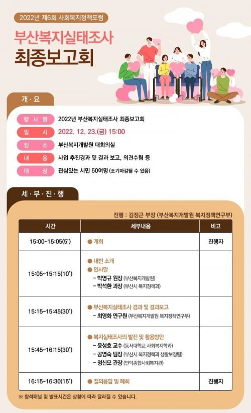 부산시 ‘2022년 복지실태조사 최종 보고회’ 안내문. 사진제공 | 부산시