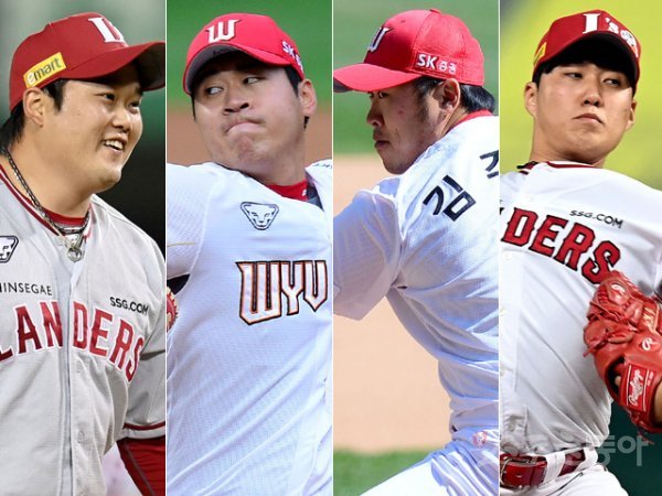 SSG 김태훈·백승건·김주한·최민준(왼쪽부터). 스포츠동아DB