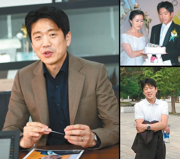 한국기원 회의실에서 포즈를 취한 김영삼, ‘꽃미남·미녀 기사’ 커플이자 프로기사 1호 부부탄생으로 화제가 됐던 김영삼·현미진의 결혼식, 공식 일정 중에도 그는 짬이 나면 물 한 통 들고 걷기를 좋아한다(왼쪽부터 시계방향). 사진제공|한국기원·김영삼