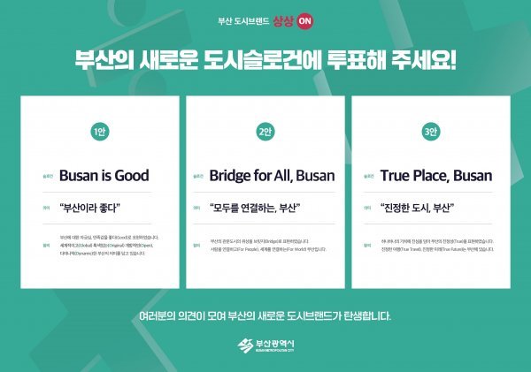 도시브랜드 슬로건 시민 선호도 조사 홍보 포스터. 사진제공 | 부산시