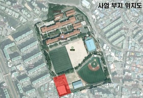 부산 개성고 학교복합시설 사업 부지 위치도. 사진제공 | 부산시