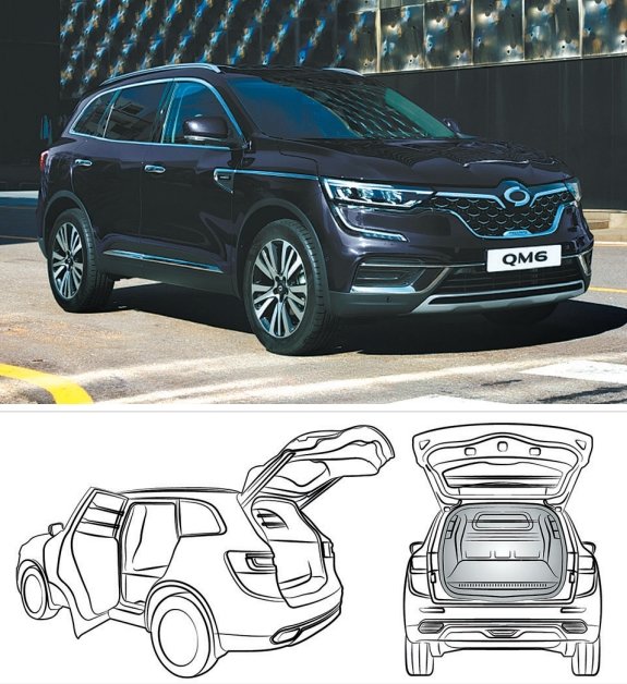 르노코리아자동차가 차별화된 적재 공간을 통해 다양한 라이프스타일을 만족시킬 수 있는 QM6 LPe의 2인승 모델 ‘QM6 퀘스트’를 선보인다. 일반 QM6 모델과 동일한 디자인에 5도어로 구성되어 있으며, 운전석 및 조수석 공간과 적재 공간 사이에 격벽을 설치해 안전한 수납이 가능하다. 사진제공｜르노코리아자동차