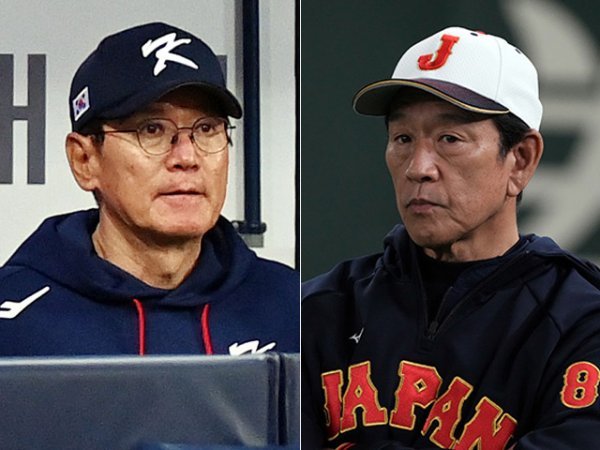 이강철 한국 야구대표팀 감독(왼쪽), 구리야마 히데키 일본 야구대표팀 감독. 사진 | 스포츠동아DB, 일본대표팀 홈페이지