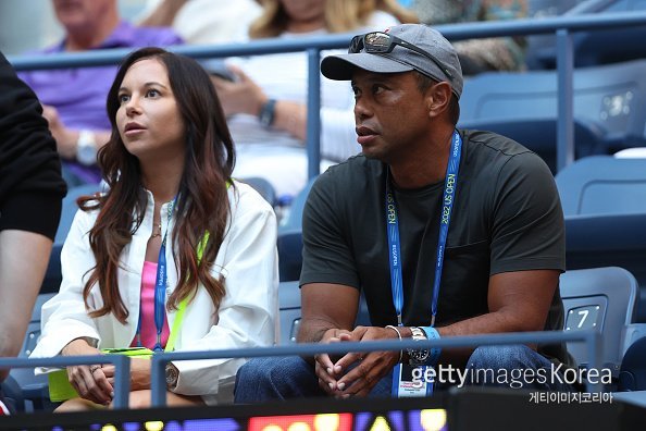타이거 우즈(오른쪽), 에리카 허먼. 사진=게티이미지코리아