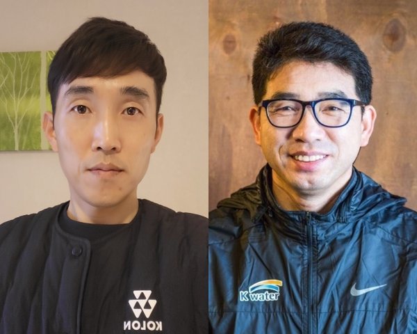 지영준 코오롱 코치(왼쪽), 김영근 K-WATER 육상단 감독.
사진제공 | 지영준 코치·김영근 감독