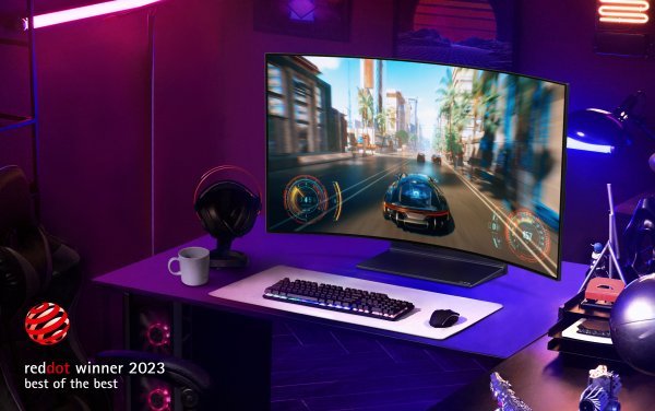 ‘레드닷 디자인 어워드’에서 최고상과 혁신상을 동시 수상한 LG전자의 벤더블 게이밍 올레드TV ‘LG 올레드 플렉스’. 사진제공|LG전자