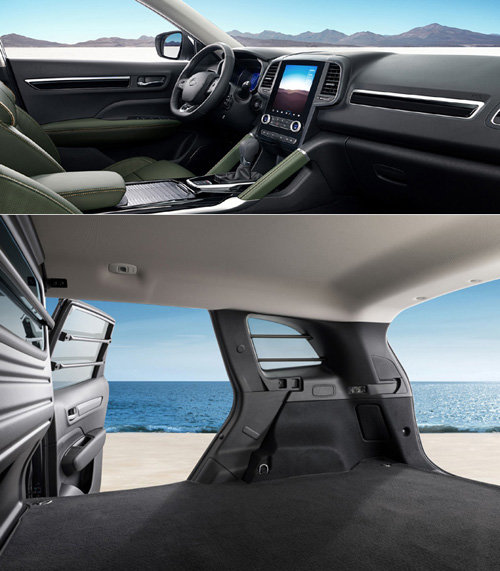 QM6 인테리어(위 사진)와 2열을 없애 넓은 적재 공간을 확보한 QUEST 모델 트렁크.