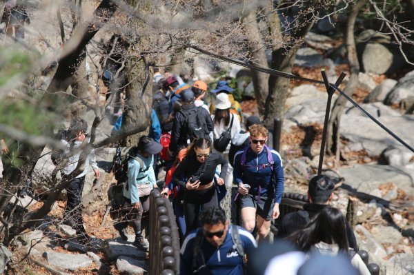 챌린지 참가자들이 북한산 백운대 코스를 등산하고 있다.
사진제공 | 서울관광재단