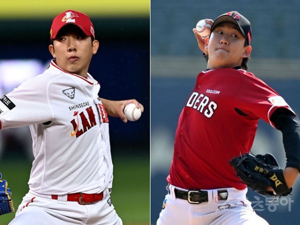 SSG 오원석(왼쪽)·송영진. 스포츠동아DB