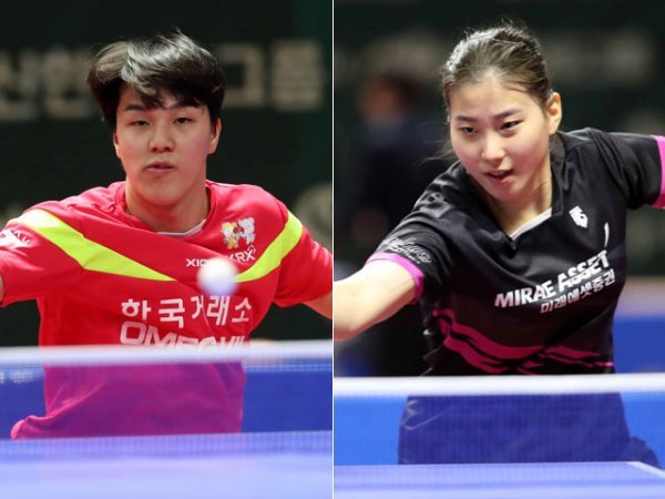 한국거래소 안재현(왼쪽), 미래에셋증권 윤효빈. 사진제공 | 대한탁구협회