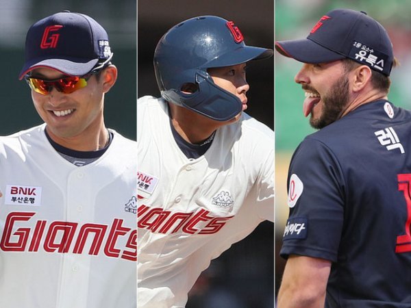 롯데 안권수·김민석·렉스(왼쪽부터). 사진제공 | 롯데 자이언츠