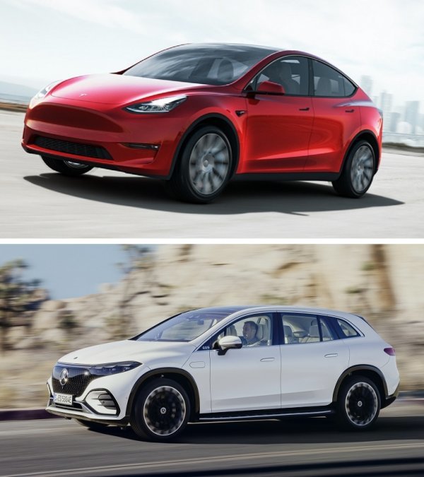 테슬라 모델 Y(위), 벤츠 EQS SUV