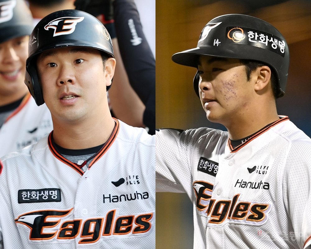 한화 김인환(왼쪽)·문현빈. 사진｜한화 이글스, 스포츠동아DB