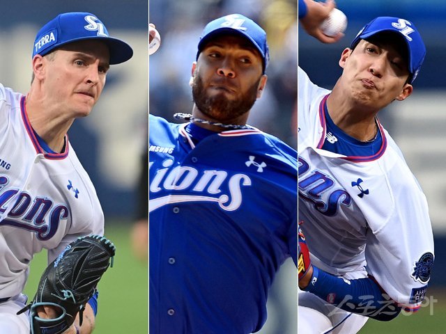 삼성 뷰캐넌·수아레즈·원태인(왼쪽부터). 스포츠동아DB