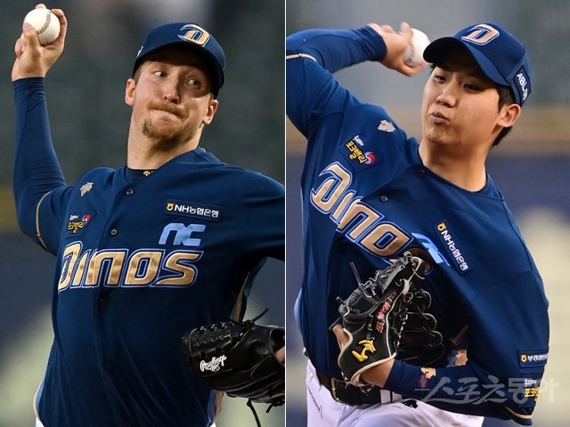 NC 페디(왼쪽)·이용준. 스포츠동아DB