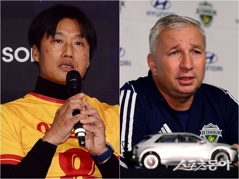이정효 광주 감독(왼쪽), 페트레스쿠 전북 감독. 스포츠동아DB